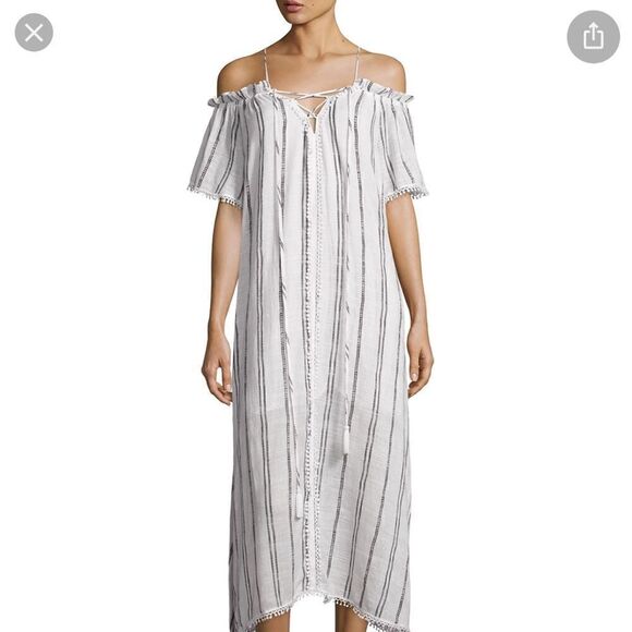 RED CARTER Isla Off the Shoulder Stripes Coverup Casual Maxi Dress.Size XS - Picture 1 of 16